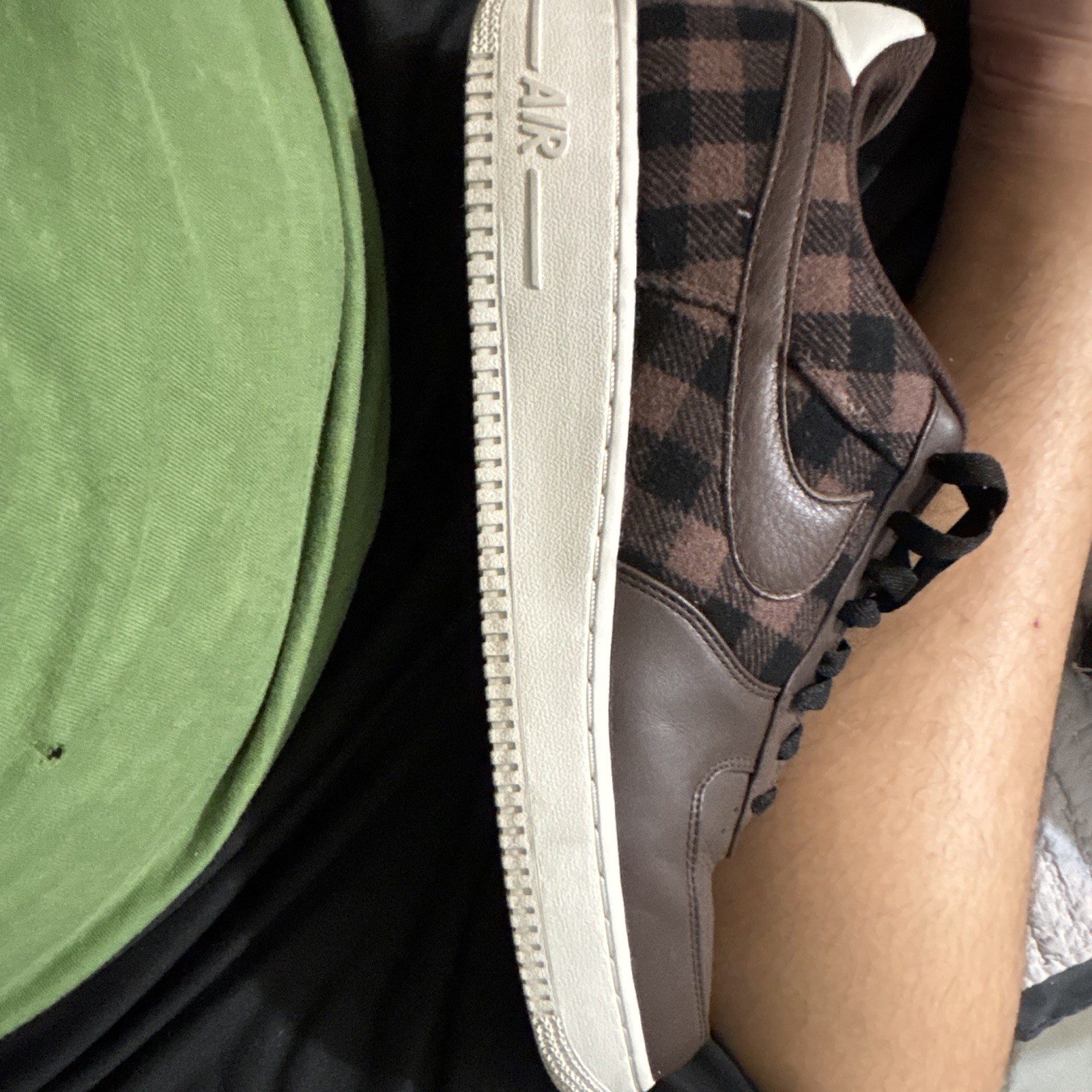 Nike Air Force 1 Premium ’07 Low Top Plaid Sneaker Brown/Black/White 315180-224