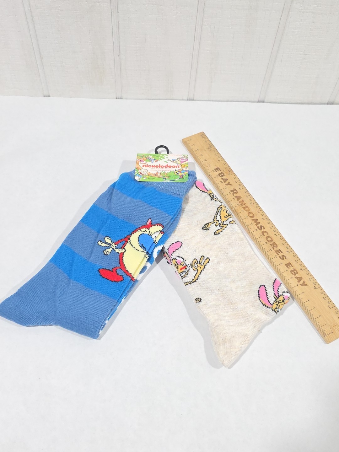 Nickelodeon Ren Stimpy Cartoon Novelty Socks 2 Pairs Unisex Fits Sizes 6-12 NWT