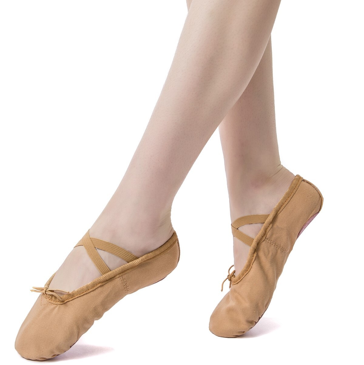 Women Canvas Ballet Dance Shoes Yoga Gymnastics Leather Split-Sole Slipper Flate