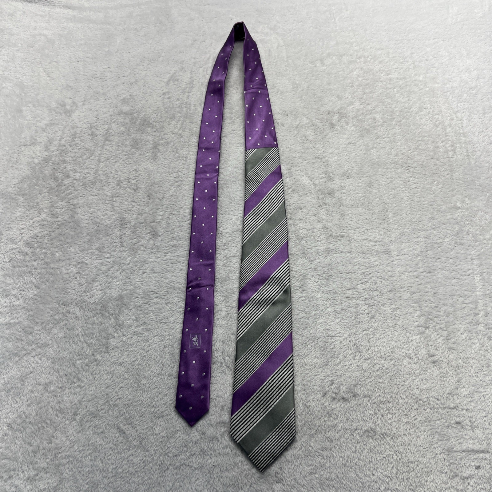 Bugatchi Lavendar Silver Stripe Mens Necktie 3.25×59” 100% Silk Made In Italy