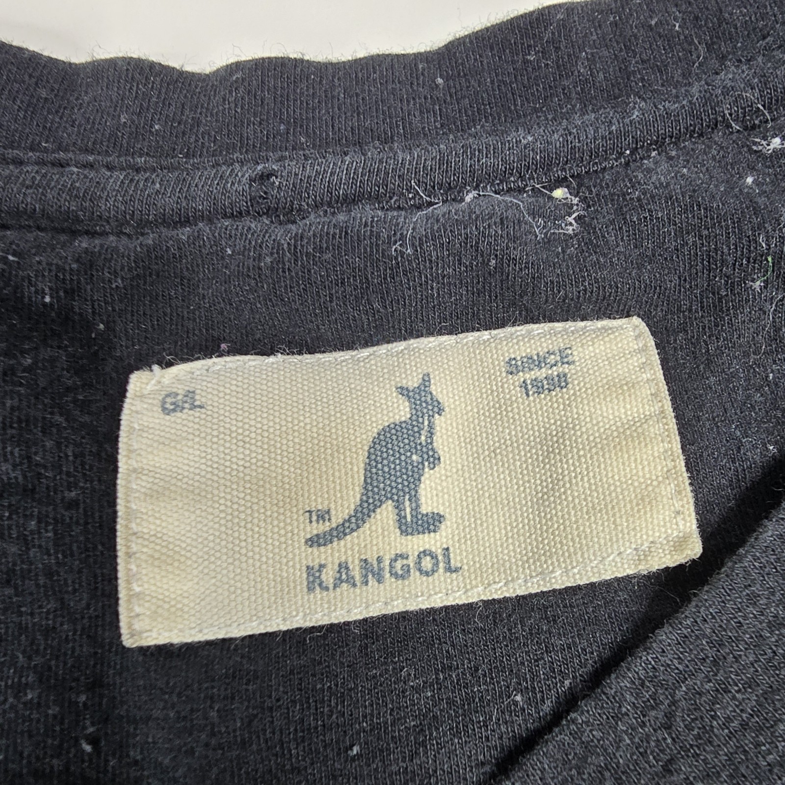 Kangol Long Sleeve T-Shirt Mens Black Logo Cotton Stretch Classic Fit Medium