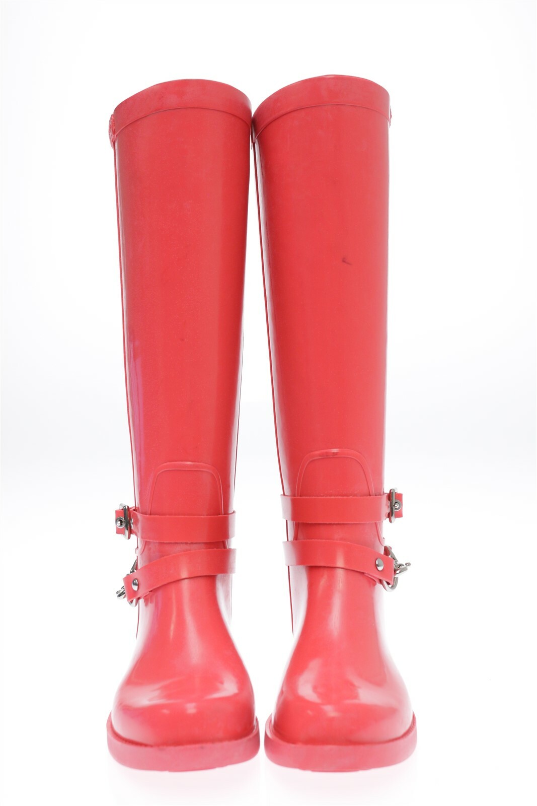 Coach Lori Womens Watermelon Rubber Pull On Buckle Tall Rain Boots Size 5