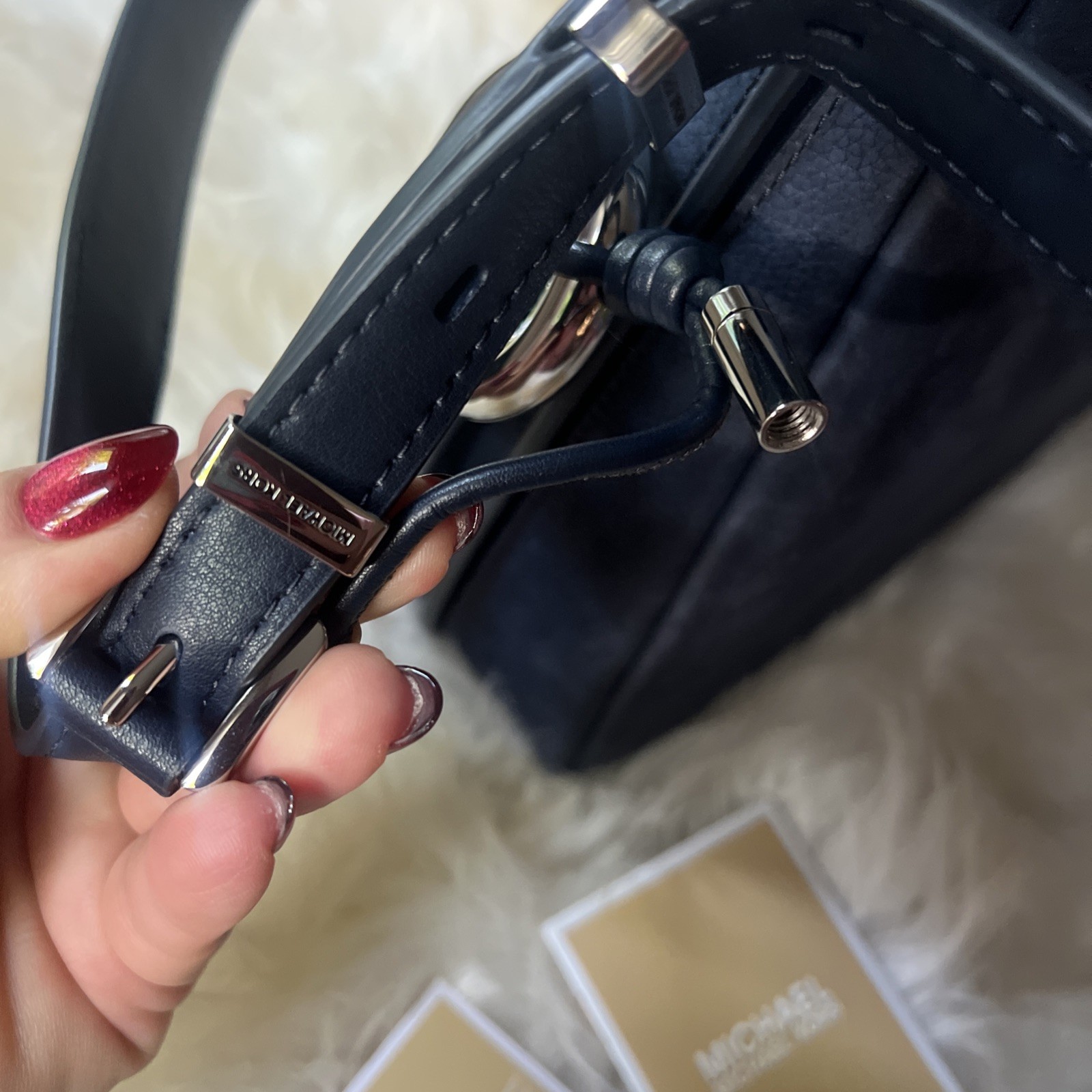 NWT Michael Kors Nolita Medium Nubuck -Leather Shoulder Crossbody Bag DressBlues