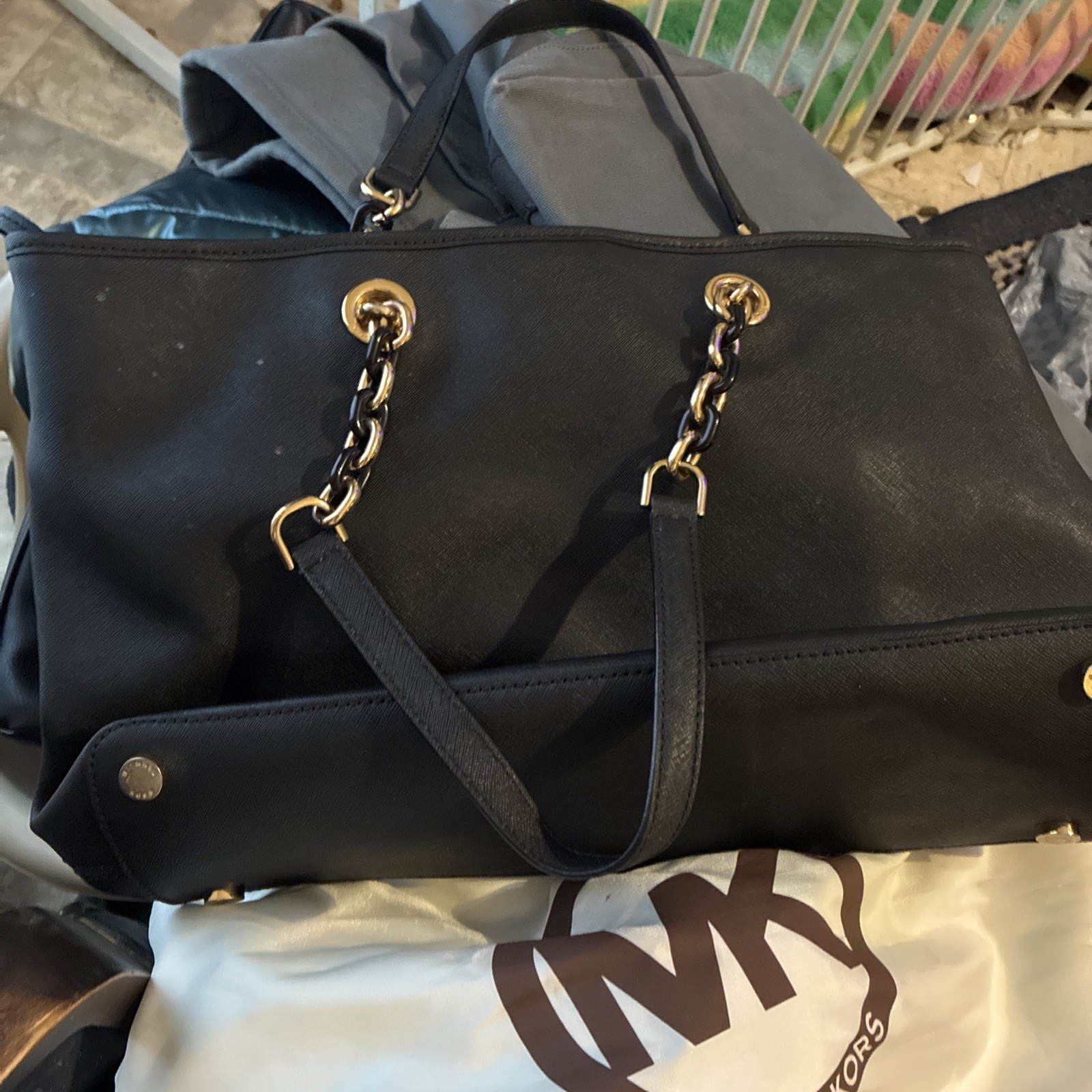 Michael Kors Susannah Bag Black Saffiano Leather East West Tote New Old Stock