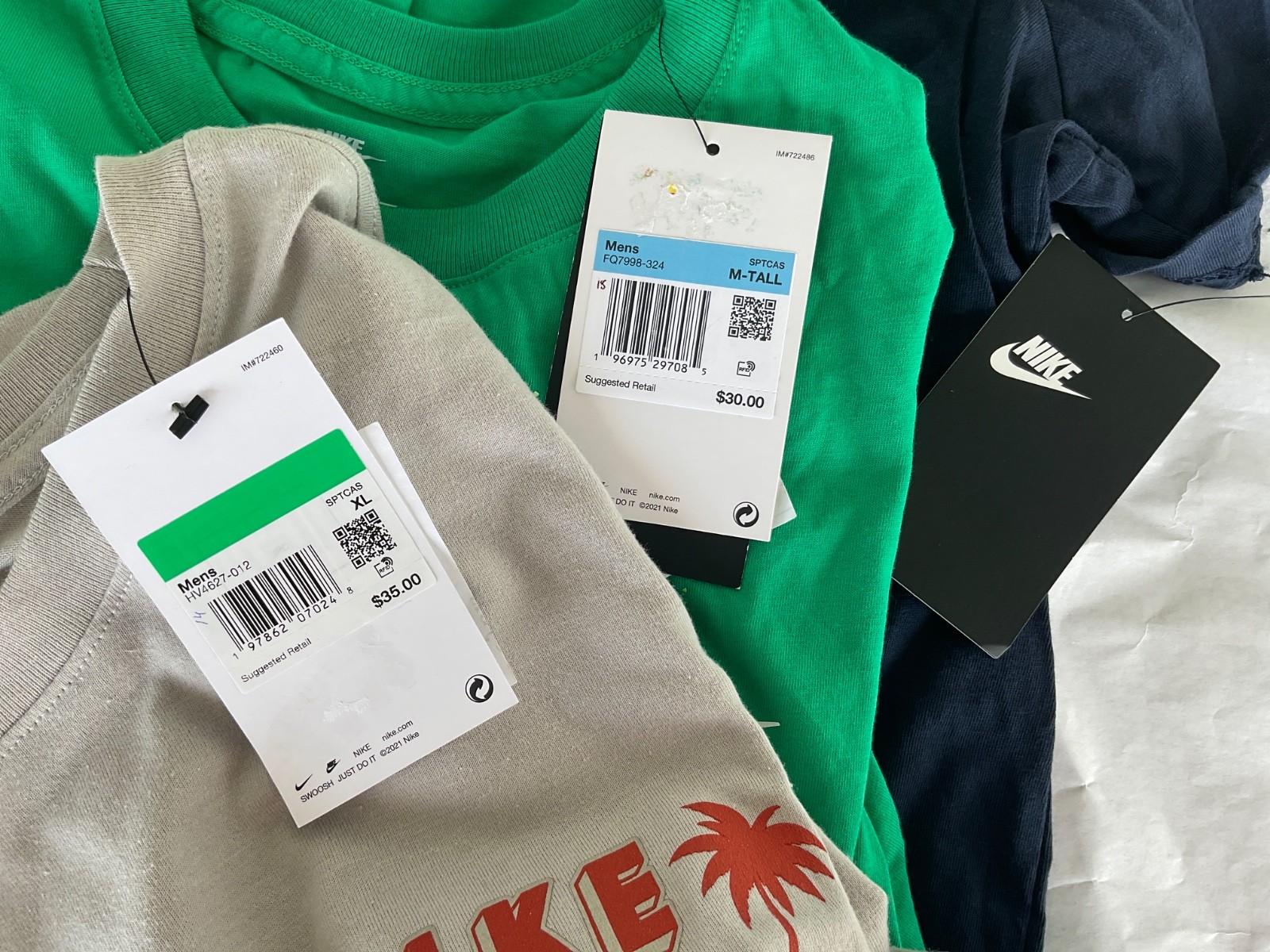 Nike Tee Shirt Short Sleeve Blue Bright Green Sportswear New 100% Cotton