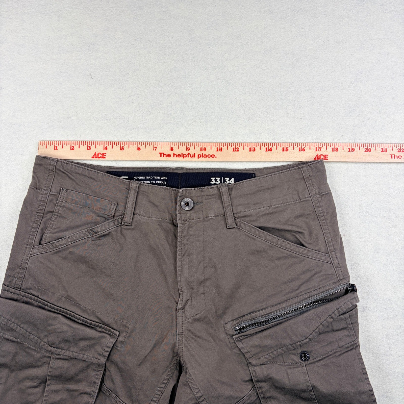 G-Star Raw Rovic Zip 3D Straight Tapered Cargo Pants Olive Green 33×34 D02190