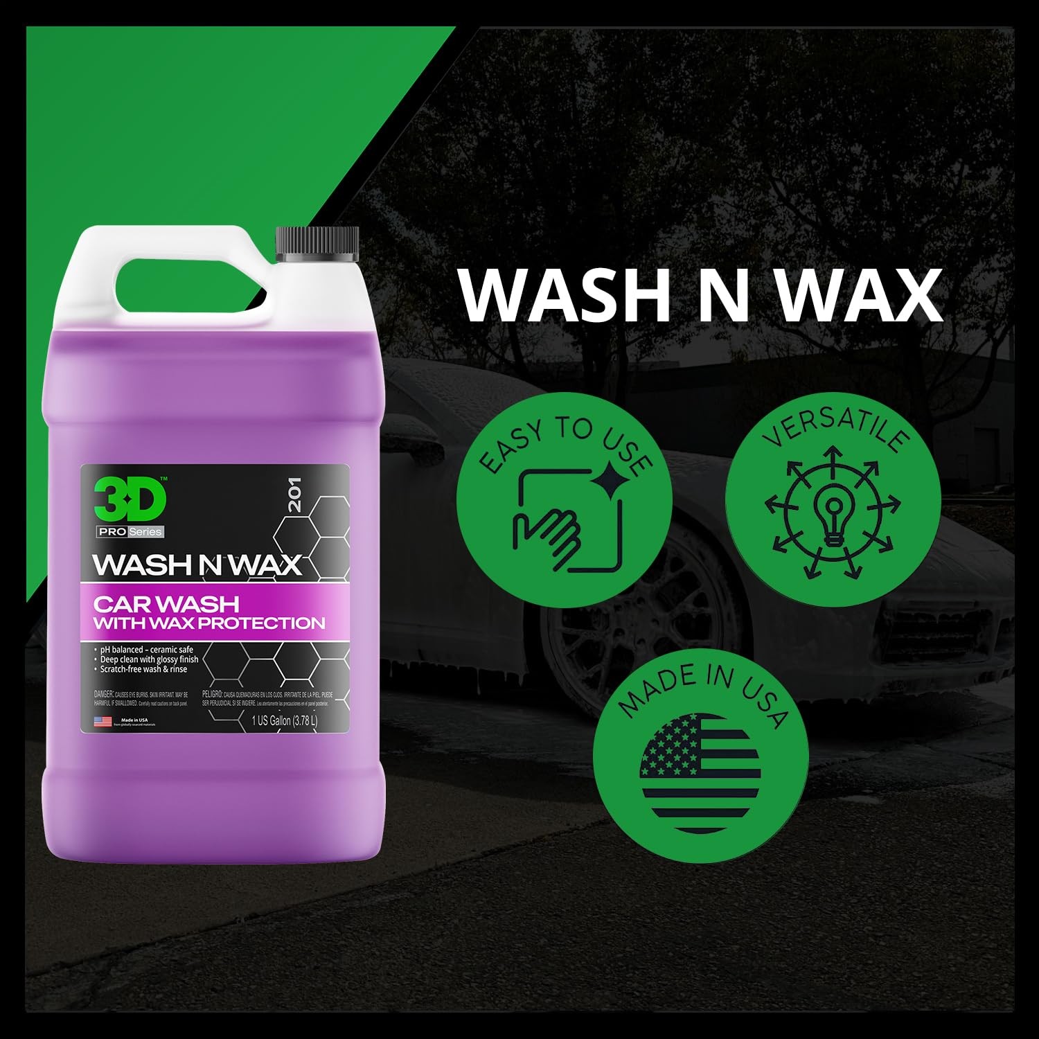 3D N Wax Car – Ph Balanced Easy Rinse Scratch Wax – 1 Gallon 201G01