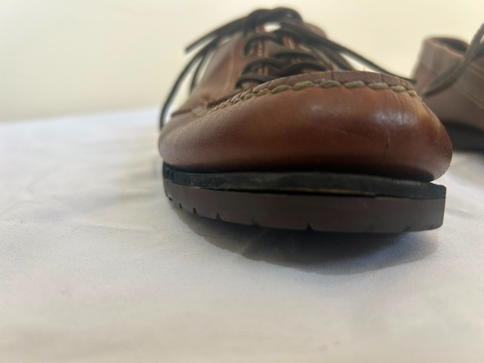 Sebago Genuine Handsewn Mens Brown Leather Moc Toe Oxford Size US 11W EUR 45