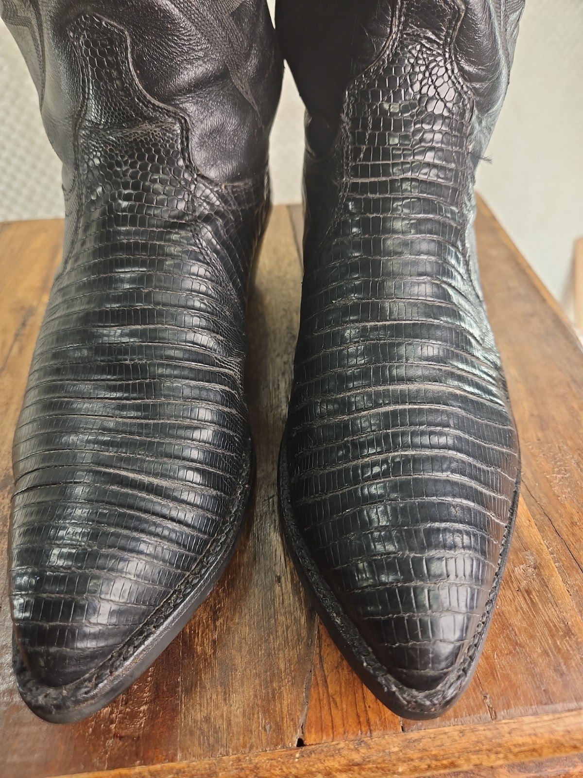 J. CHISHOLM Teju Lizard Handcrafted Leather Cowboy Boots #973 Men 8 C/D Beauties