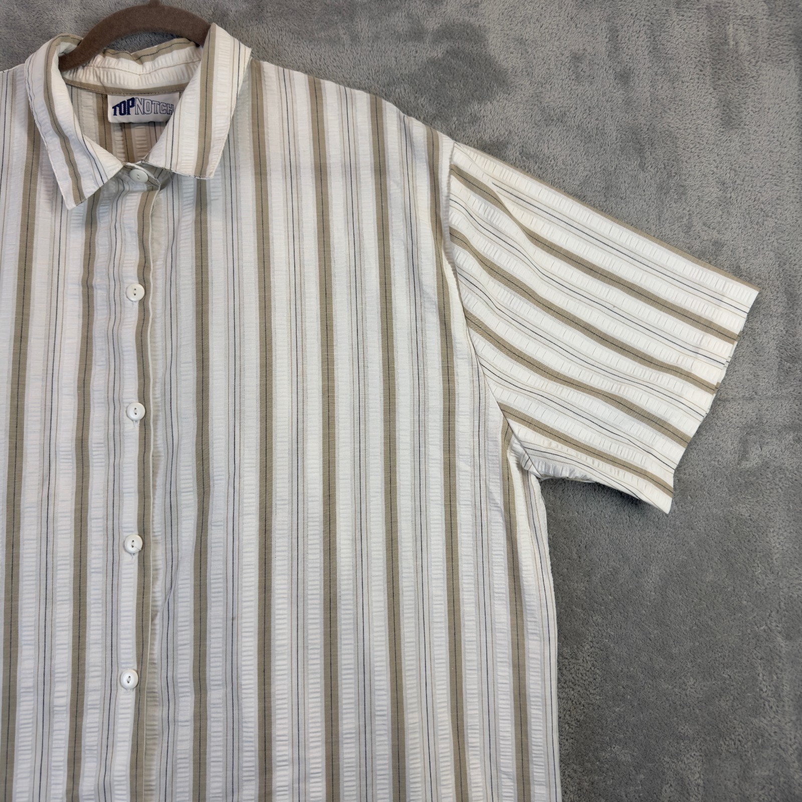 Top Notch Shirt Women Plus 22W-24W White Striped Short Sleeve Button Up VTG 80s