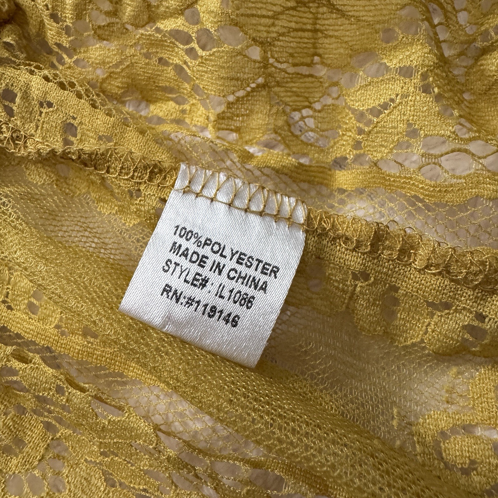 Medium Golden Mustard Yellow Sheer Lace Kimono Duster Long Bell Sleeves Boho