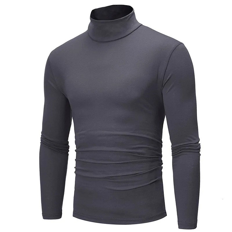 Mens Turtleneck Long Sleeve Shirt – Winter Pullover Sweater for Men