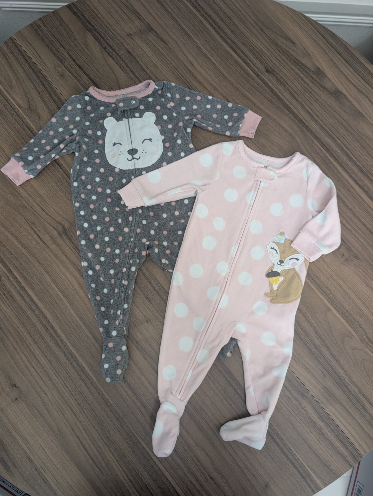 Carter’s Baby Girl Fleece Footed Sleeper Pajama Bundle 6 Months Bear & Deer