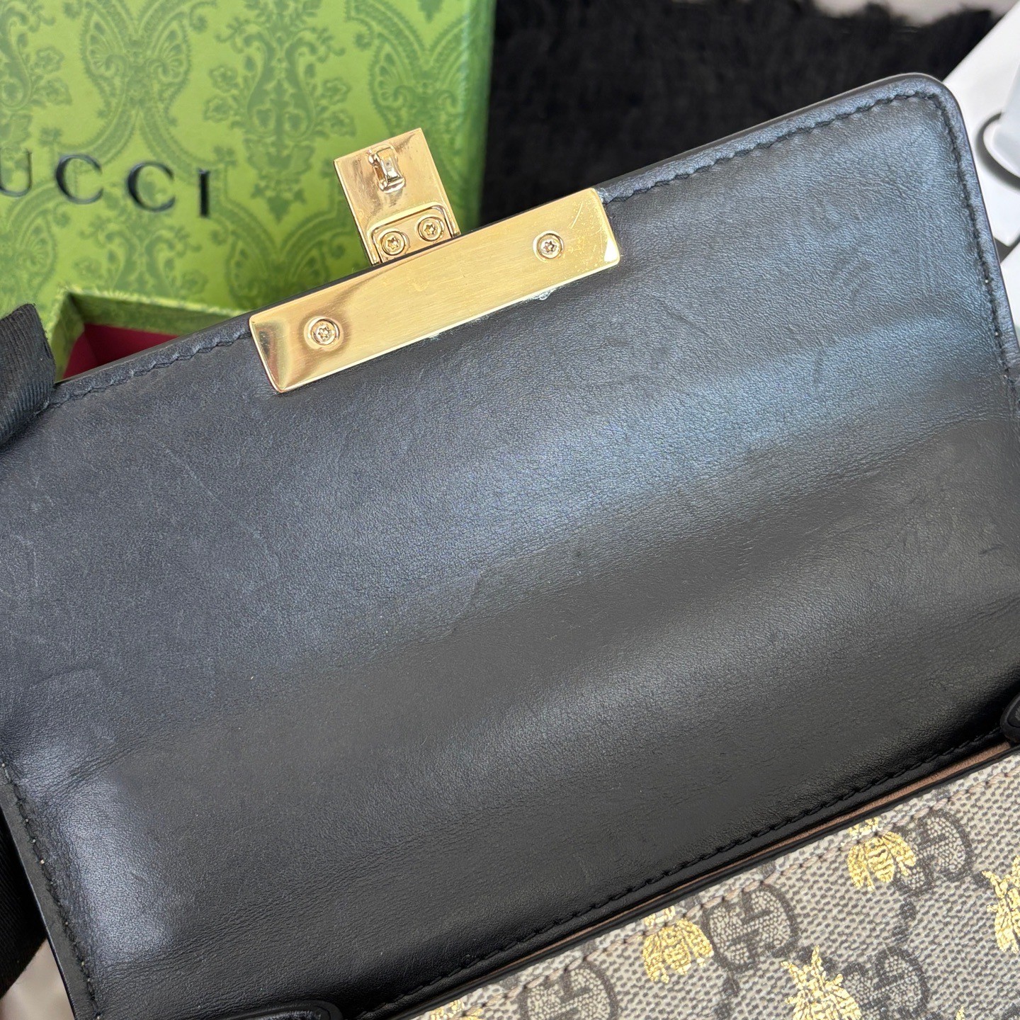 Gucci Pre-Owned Authentic Box Clutch Ebene 20x7x13 Free Tracked Shipping