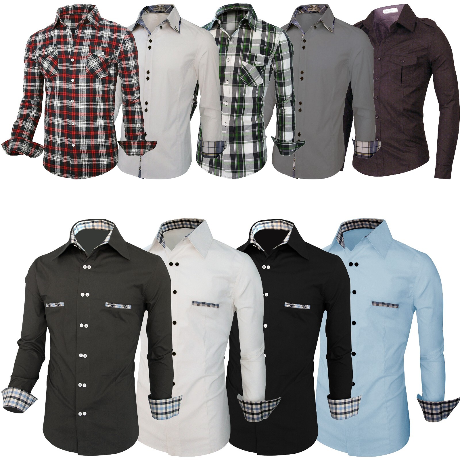Men’s Stylish Casual Luxury Dress Shirt Slim Fit T-Shirt Long Sleeve Formal Tops