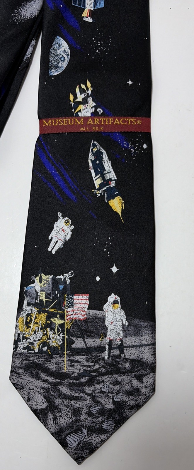Museum Artifacts Neck Tie Man On The Moon Hand Made All Silk New With Tags