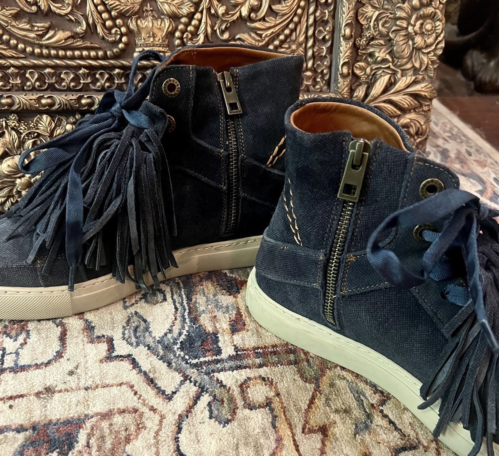 Zadig & Voltaire $398 High Flash Suede Denim High Tops Sneakers Shoes Sz. 39