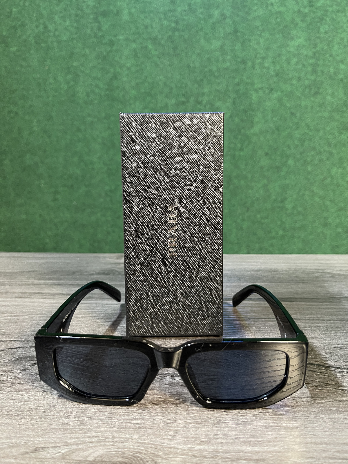 Prada Sunglasses 8297 Shiny Black/ Black lenses, Big 142 mm Frame Width, Italy