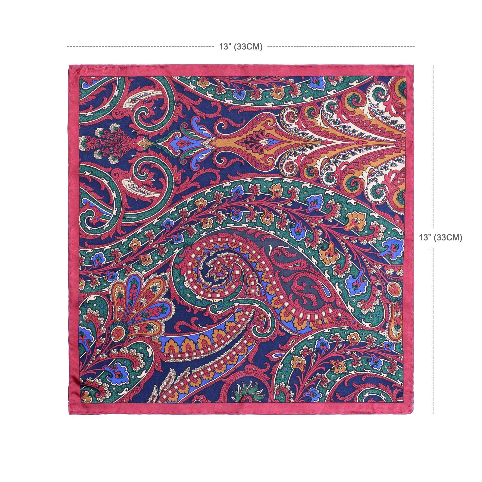 Men’s Silk Handkerchief Paisley Dot Pocket Square Suit Handkerchief 33cm 13in