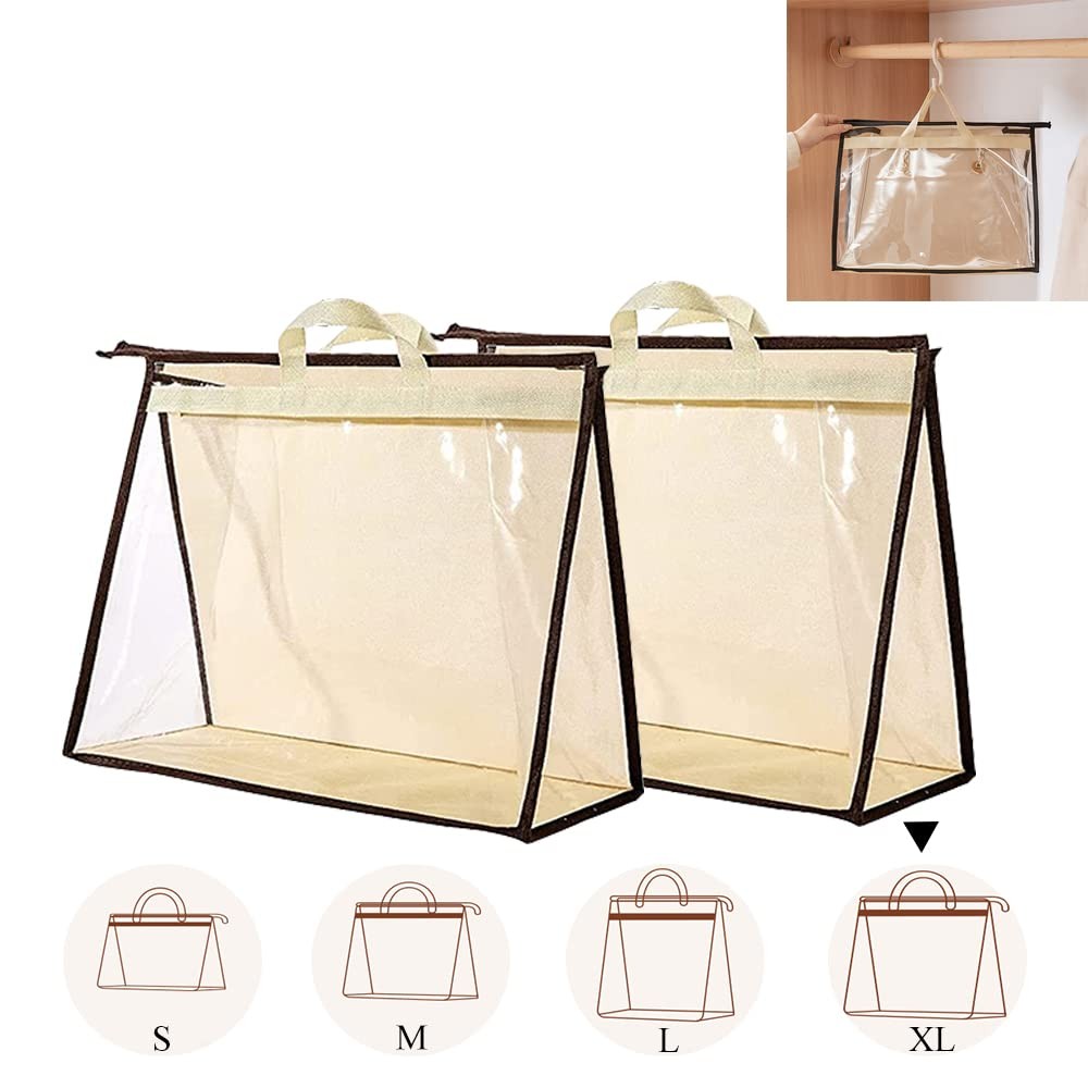 fazhongfa 2PCS Dust Bags for Handbags Clear Purse Storage Organizer Non-Woven Ha
