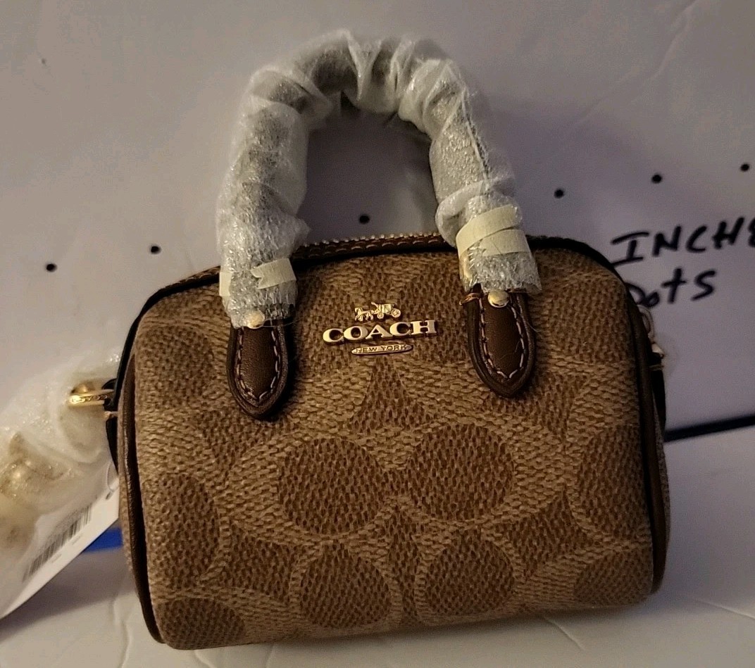 Coach Mini Rowan Bag Charm Brown N Tan NWT