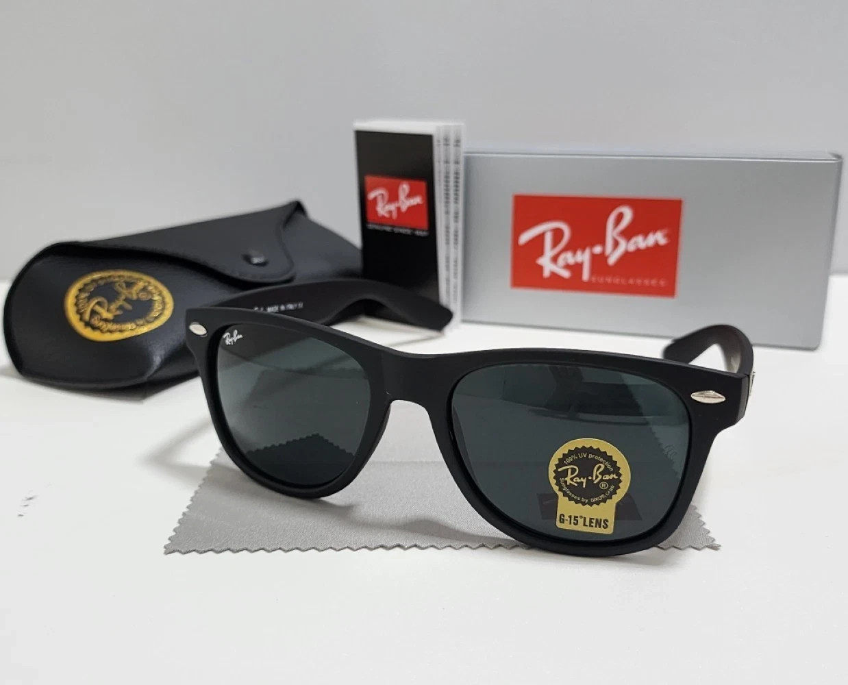 2026 New Ray-Ban RB2140 Wayfarer Sunglasses Black Frame Glass Gray Lens 50-22 mm