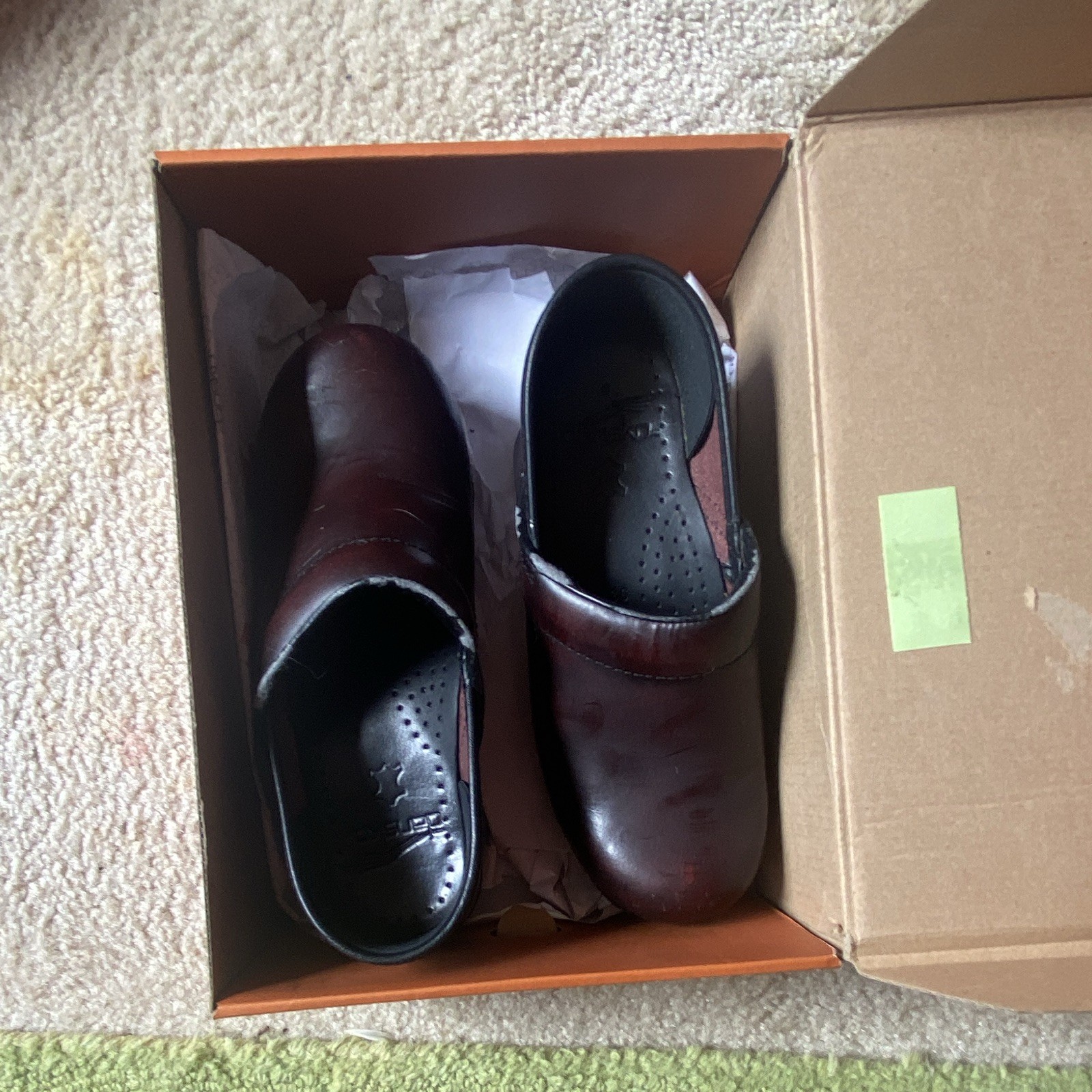 Dansko Pro XP Leather Slip-On Clog Brown Slip Resistant US 5.5 New Defects