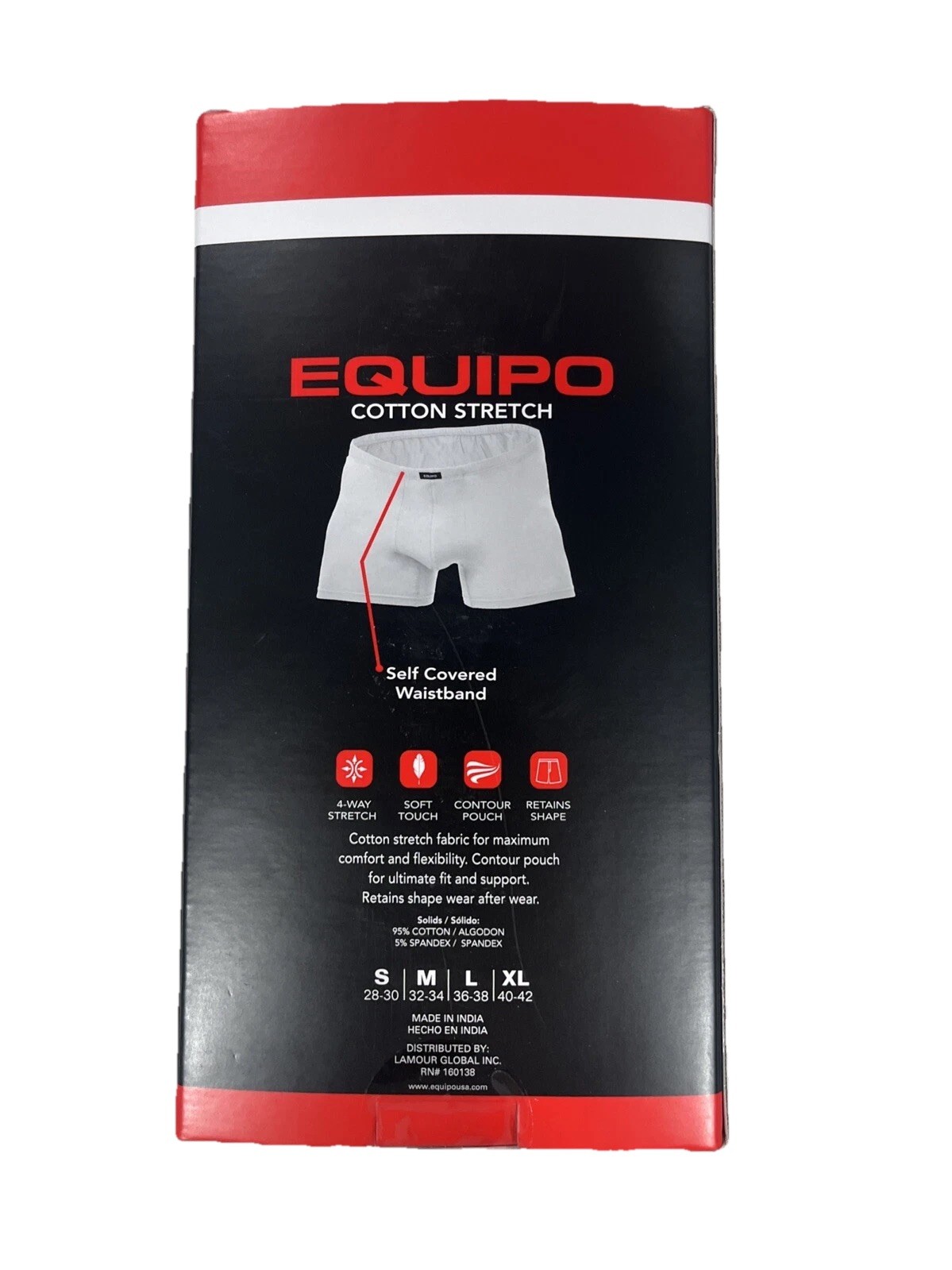 3-Pack Equipo TRUNK Brief Underwear WHITE Cotton Stretch Men’s SMALL (28-30) NIP