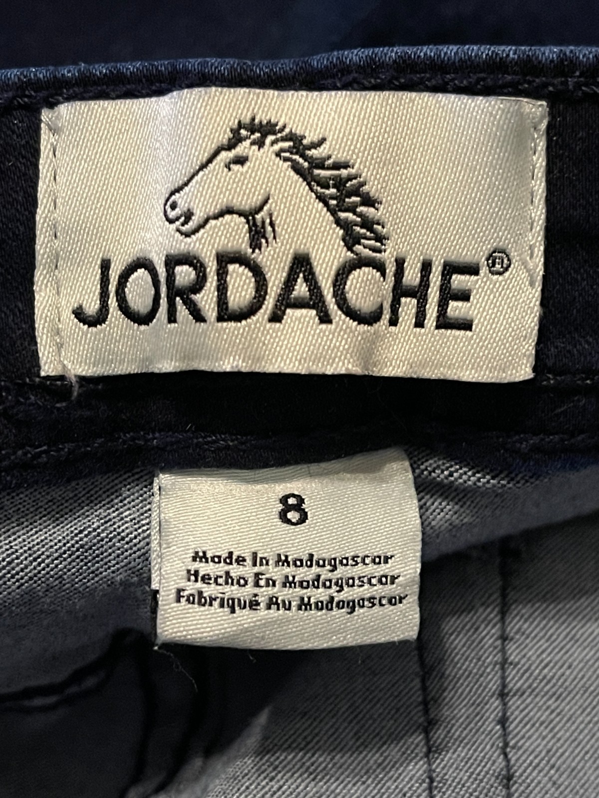 Jordache Jeans Womens Boot cut, Sz 8, dark wash denim, stretch waist, thigh fade