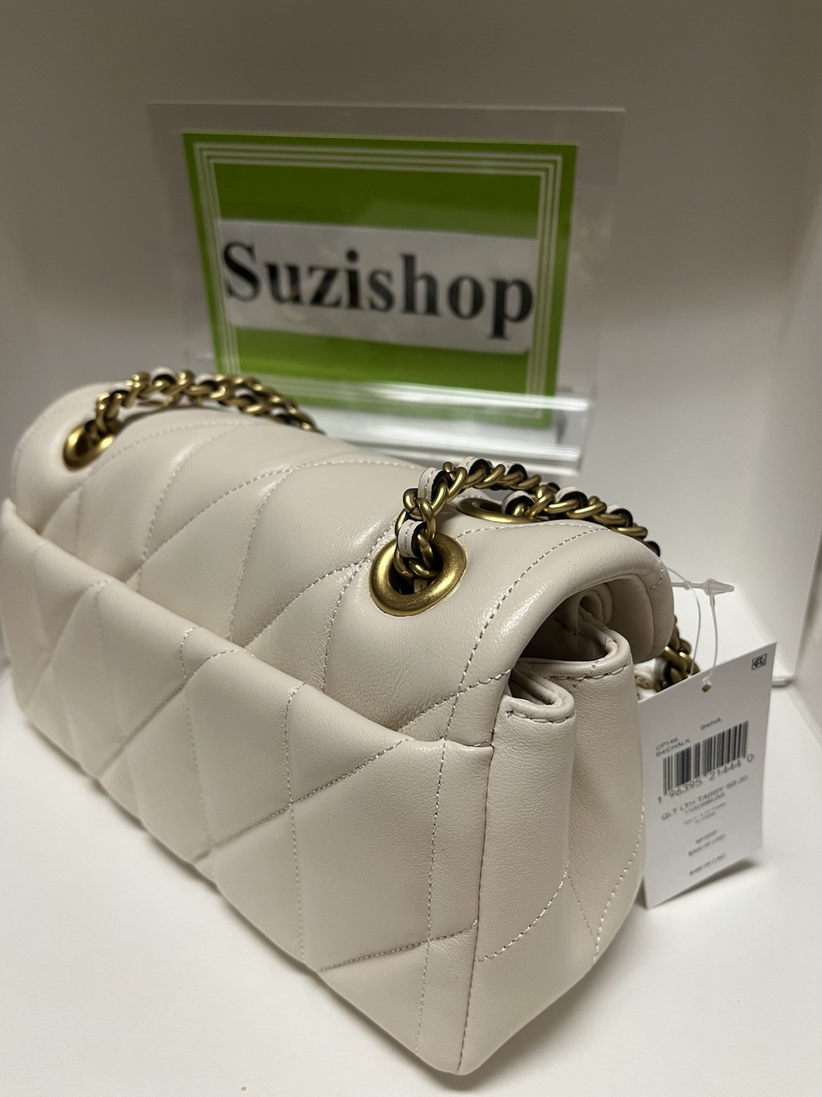 COACH Tabby Puffy Quilted Chain Shoulder Bag 20 Chalk White CP149