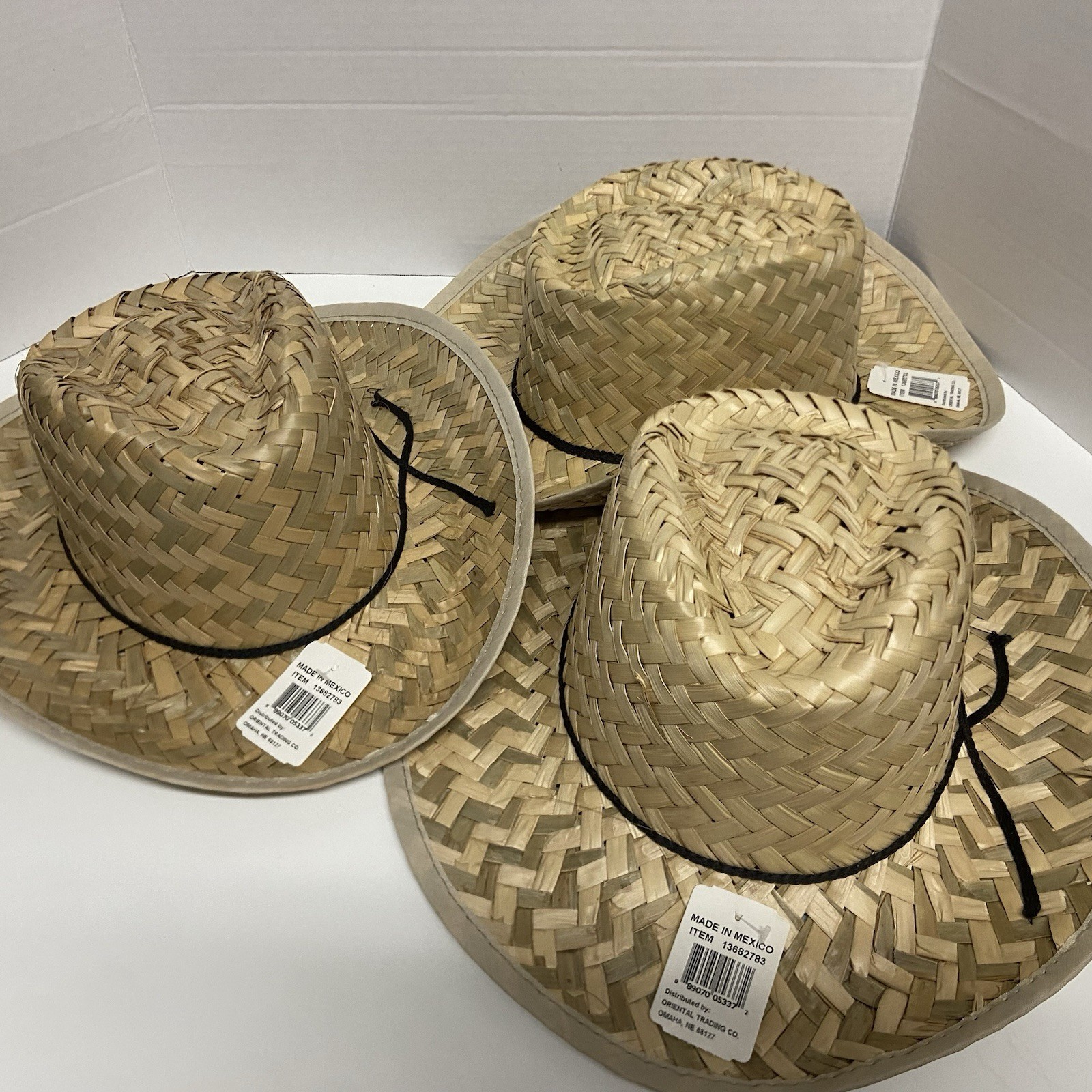 (3) Straw Hat Made In Mexico Outdoor Beach Party Wide Brim Safari Garden Rancher