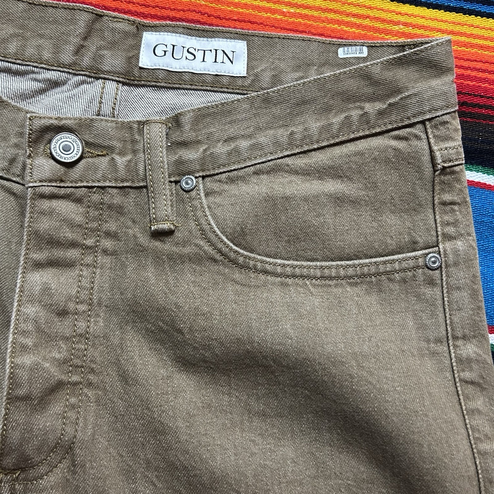 Gustin Jeans Selvedge Brown Size 34 California Slim Raw Button Fly