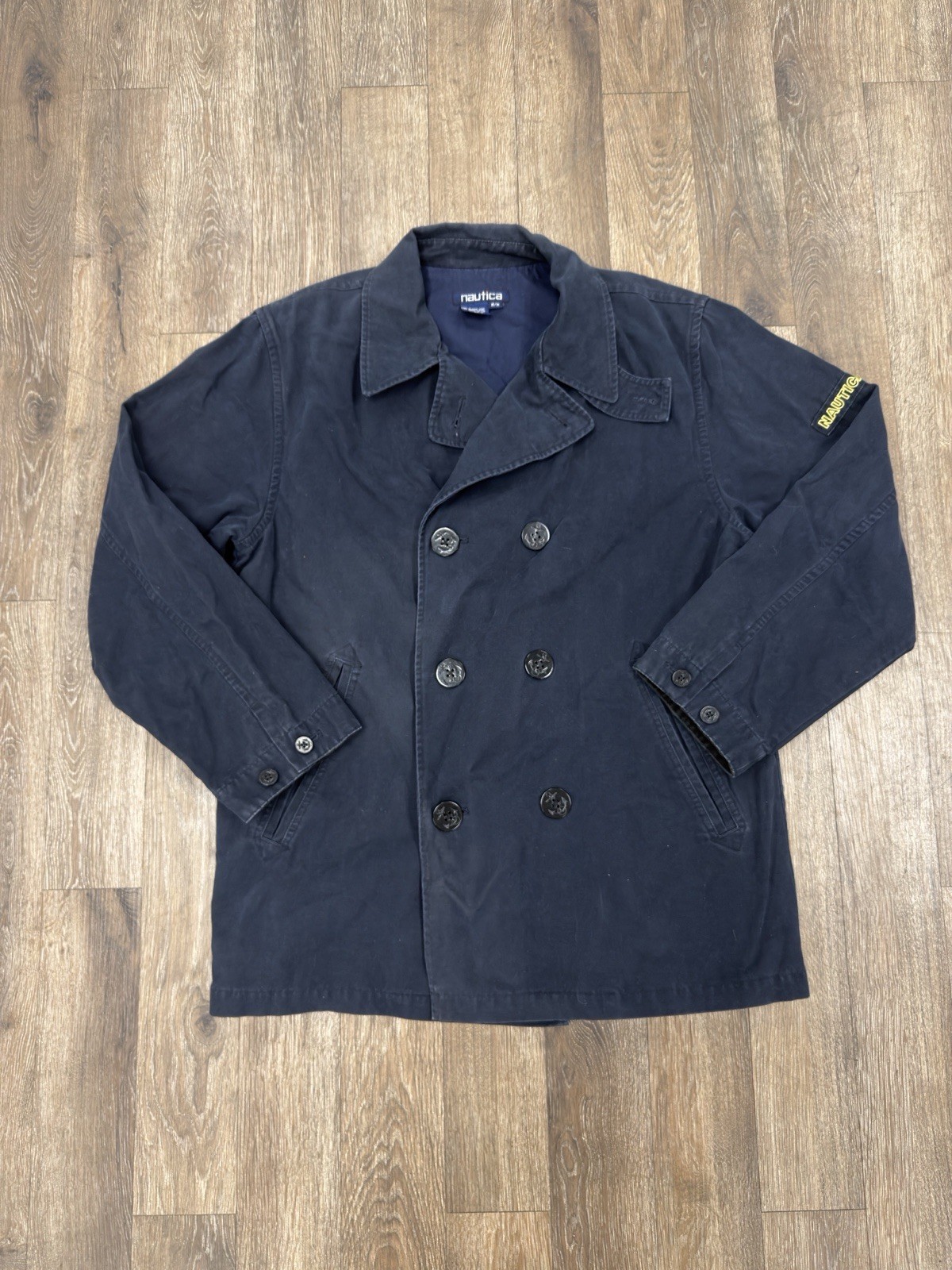 Vintage 90s Nautica Navy Military Double Breasted Deck Jacket Sailing Mens Med