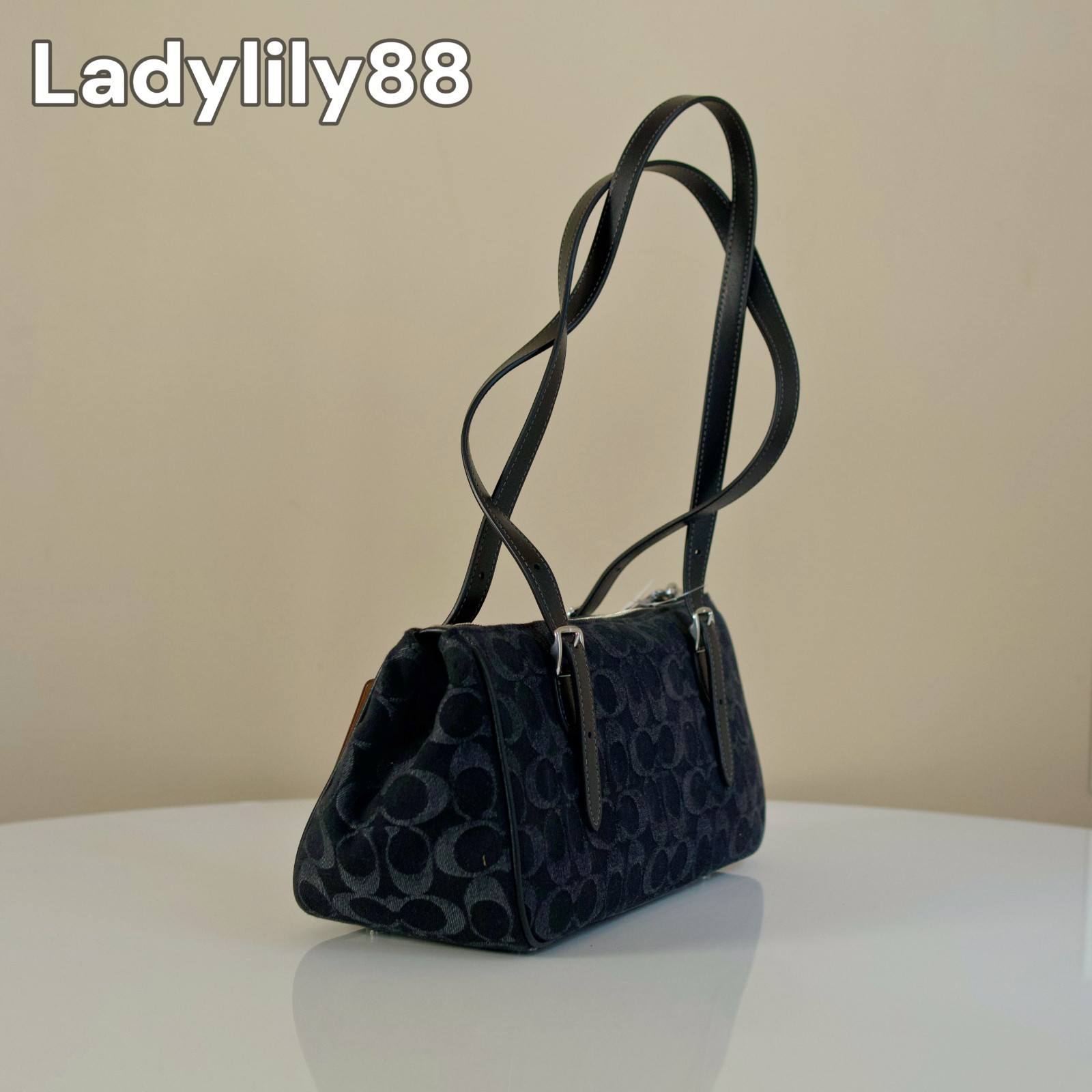 NWT Coach CDB92 Asher Shoulder Bag Signature Denim Vachetta Smooth Leather $350