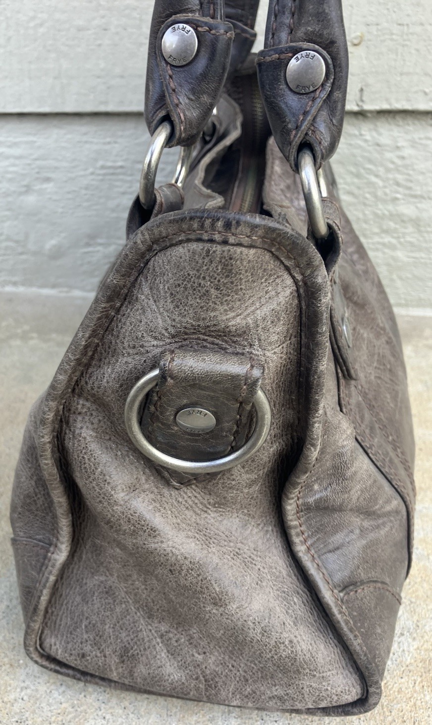 Frye Melissa Satchel Crossbody Shoulder Bag Slate Distressed Leather w/Dustbag