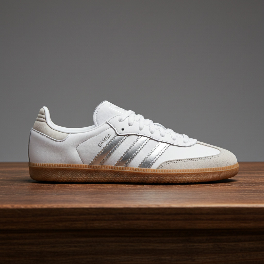 Size 13 – Adidas Wmns Samba OG ‘White Silver Metallic Grey’ (adidas) (JI2725)