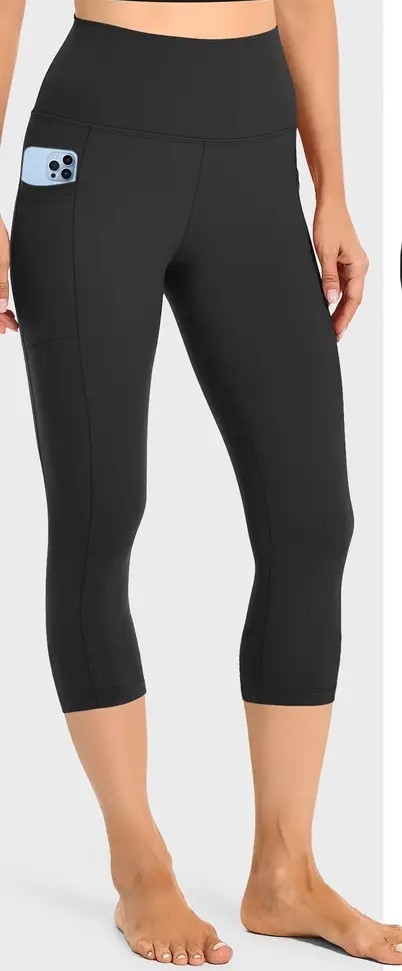 Women Buttery Soft Capri Yoga Leggings w Pockets 1X-3X 2 Colors-Black & Navy