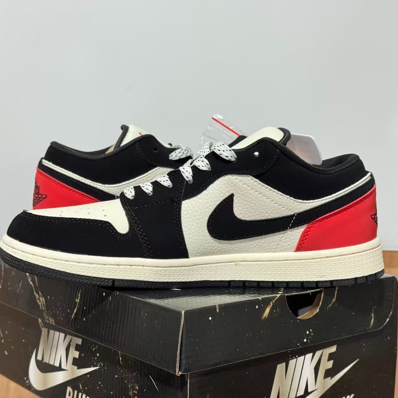 Nike Custom CDG Play Air Jordan 1 Low Black White Red Heart Men Women Sneakers