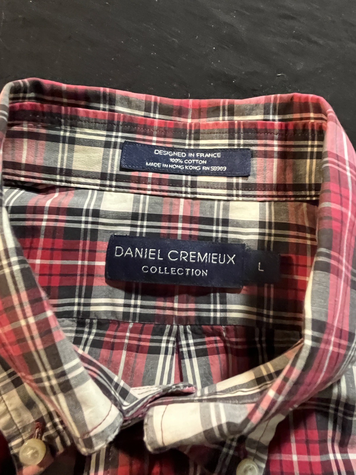 Daniel Cremieux Collection Mens Large Plaid Button Down Shirt Short Sleeve