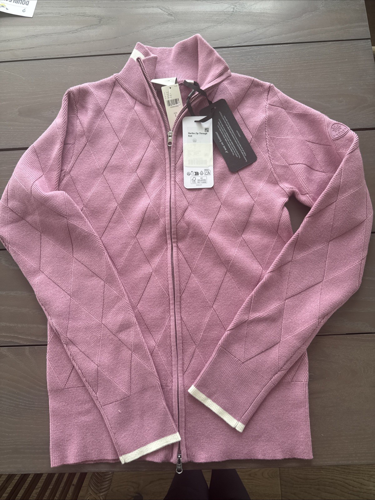 Varley Barthe Zip Through Knit Jacket Size L NWT Mauve Orchid