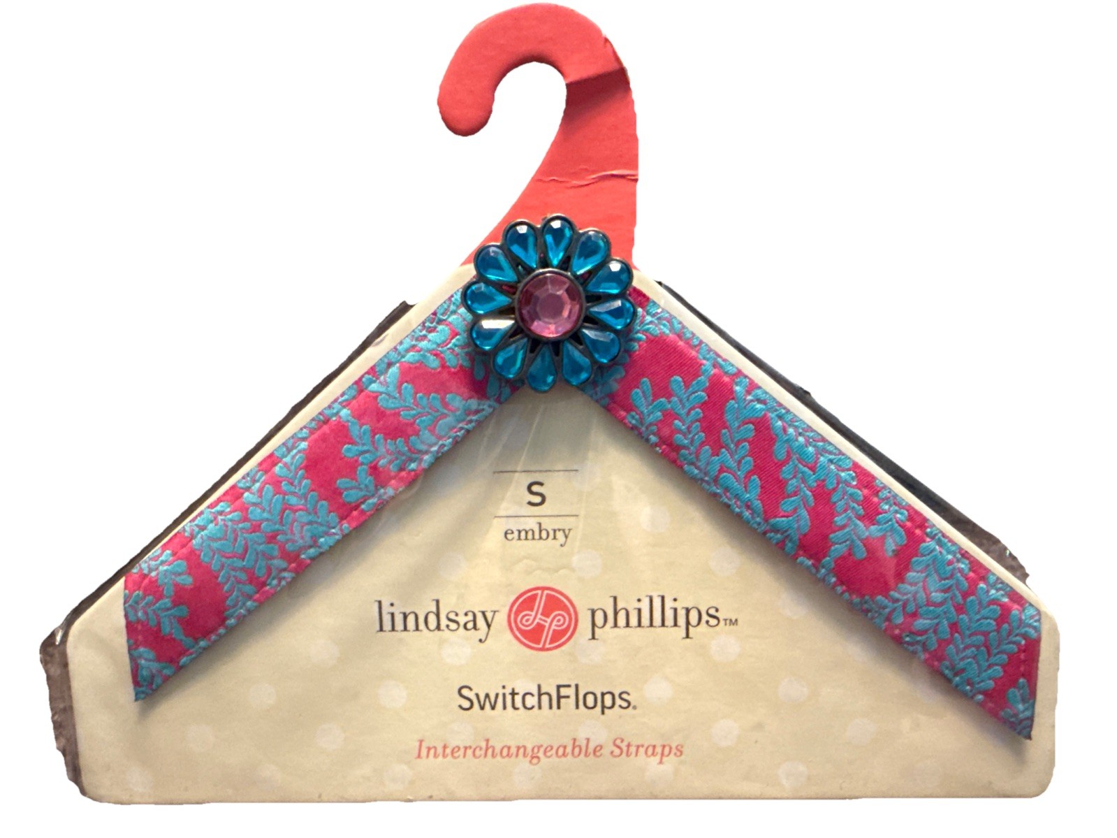 Lindsay Phillips Switchflops Interchangeable Straps Jasmine Pink Blue Sz S NEW