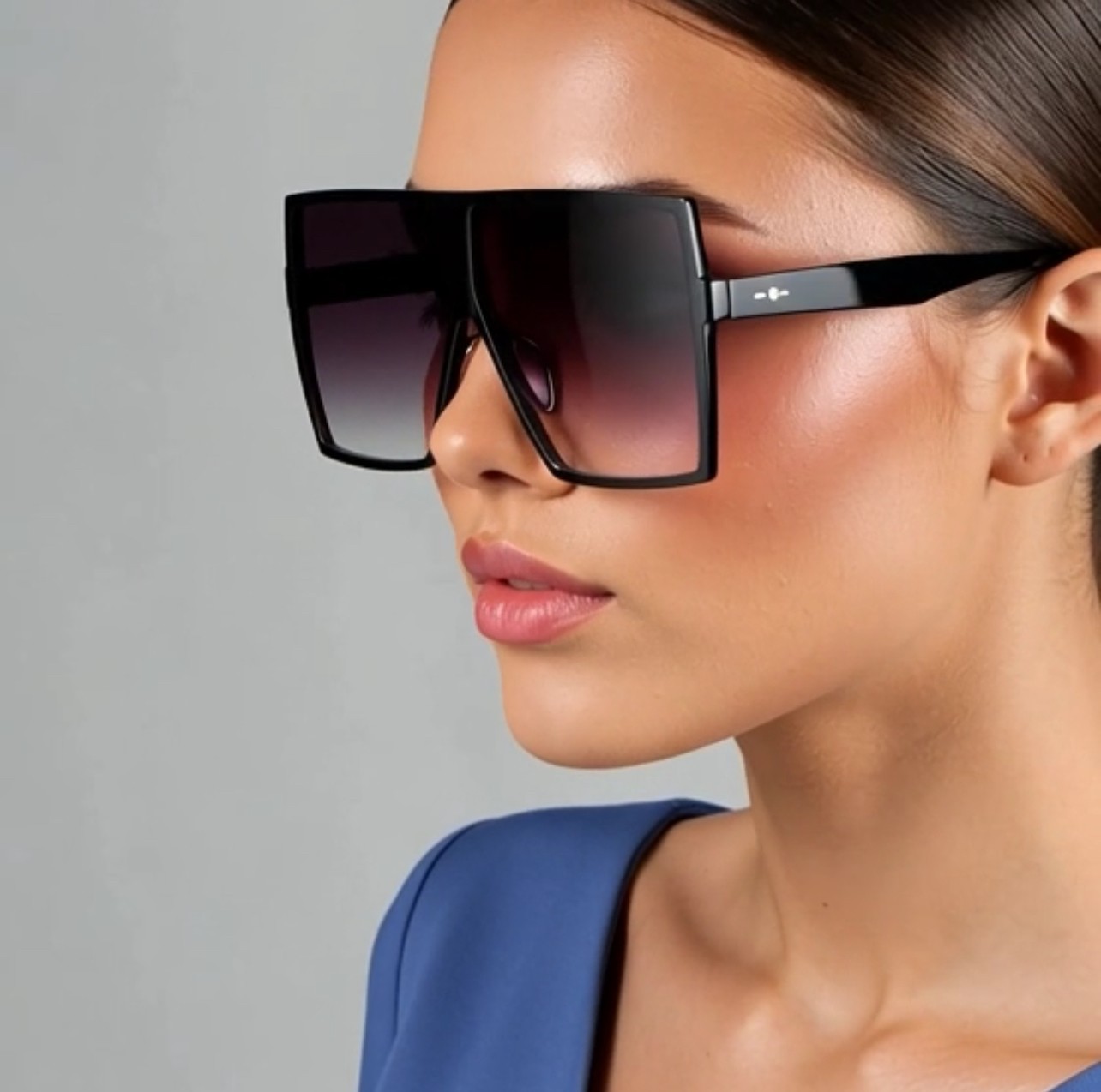 Sunglasses Flat Top Huge Big Oversized XXL Square Women “Lauren” Mirror SHADES