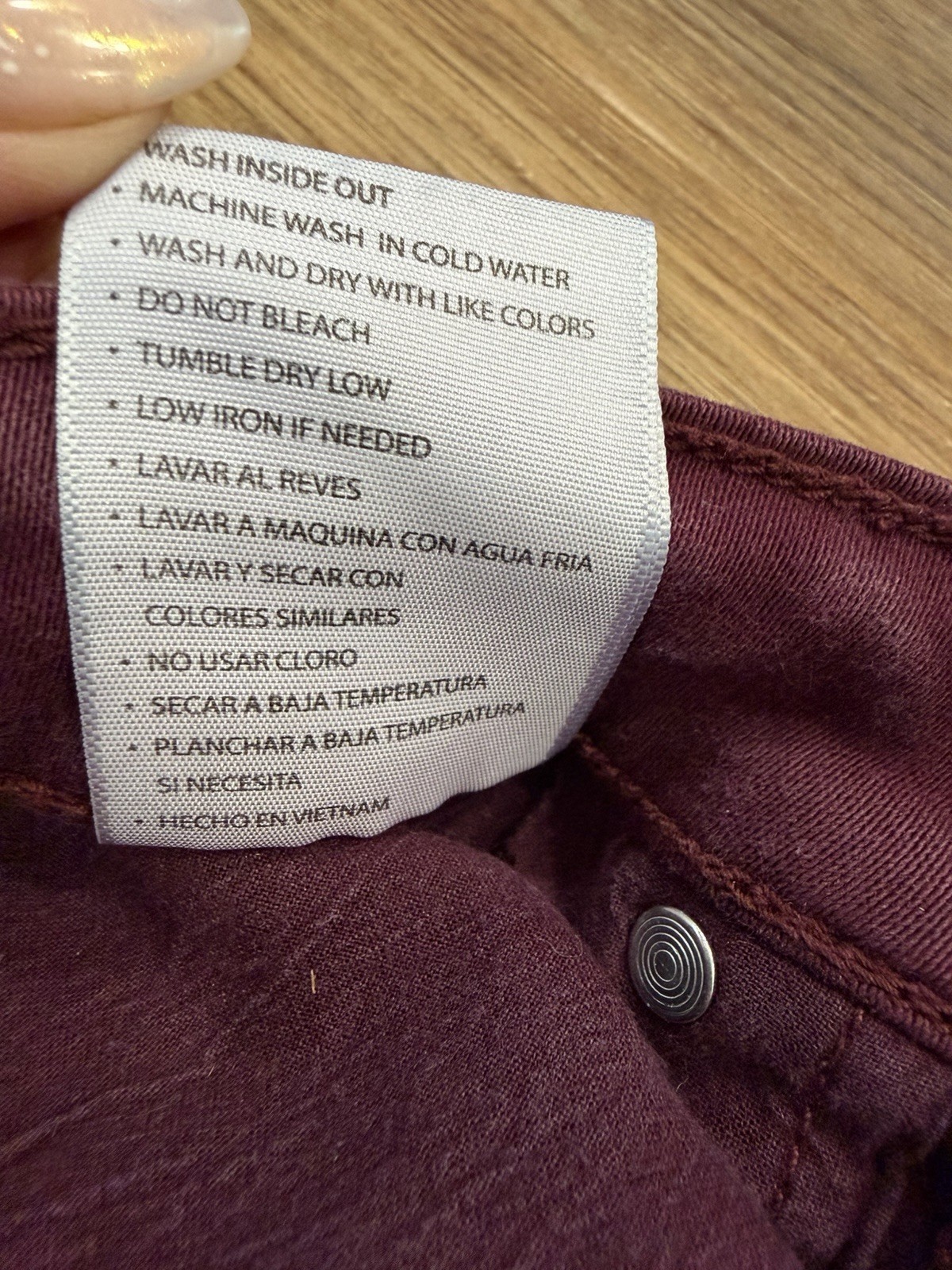 Kancan Womens Size 7/27 Burgundy Skinny Jeans High Rise Button Fly Stretch