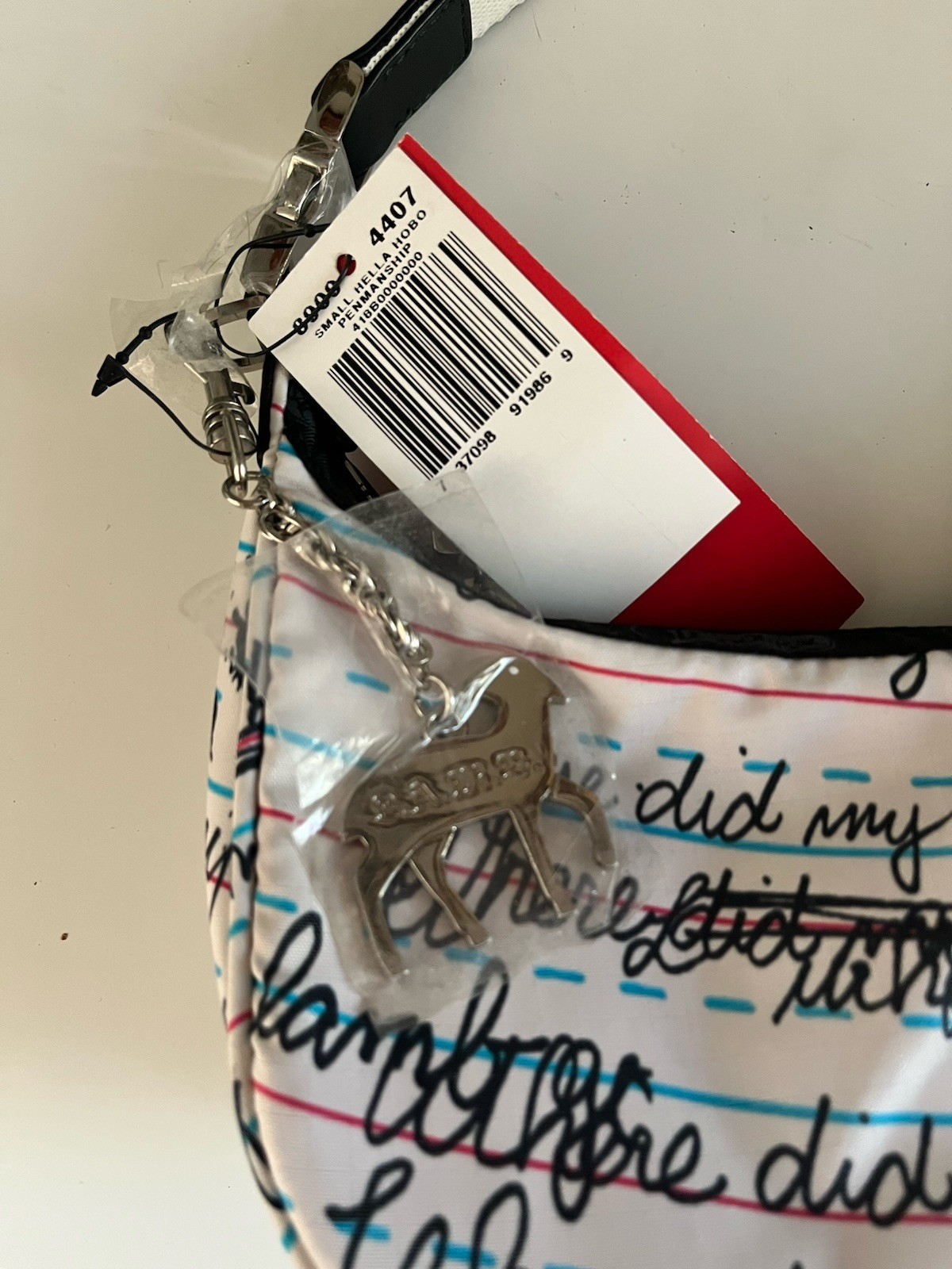 L.A.M.B. LeSportsac by Gwen Stefani small penmanship hella hobo with charm NWT