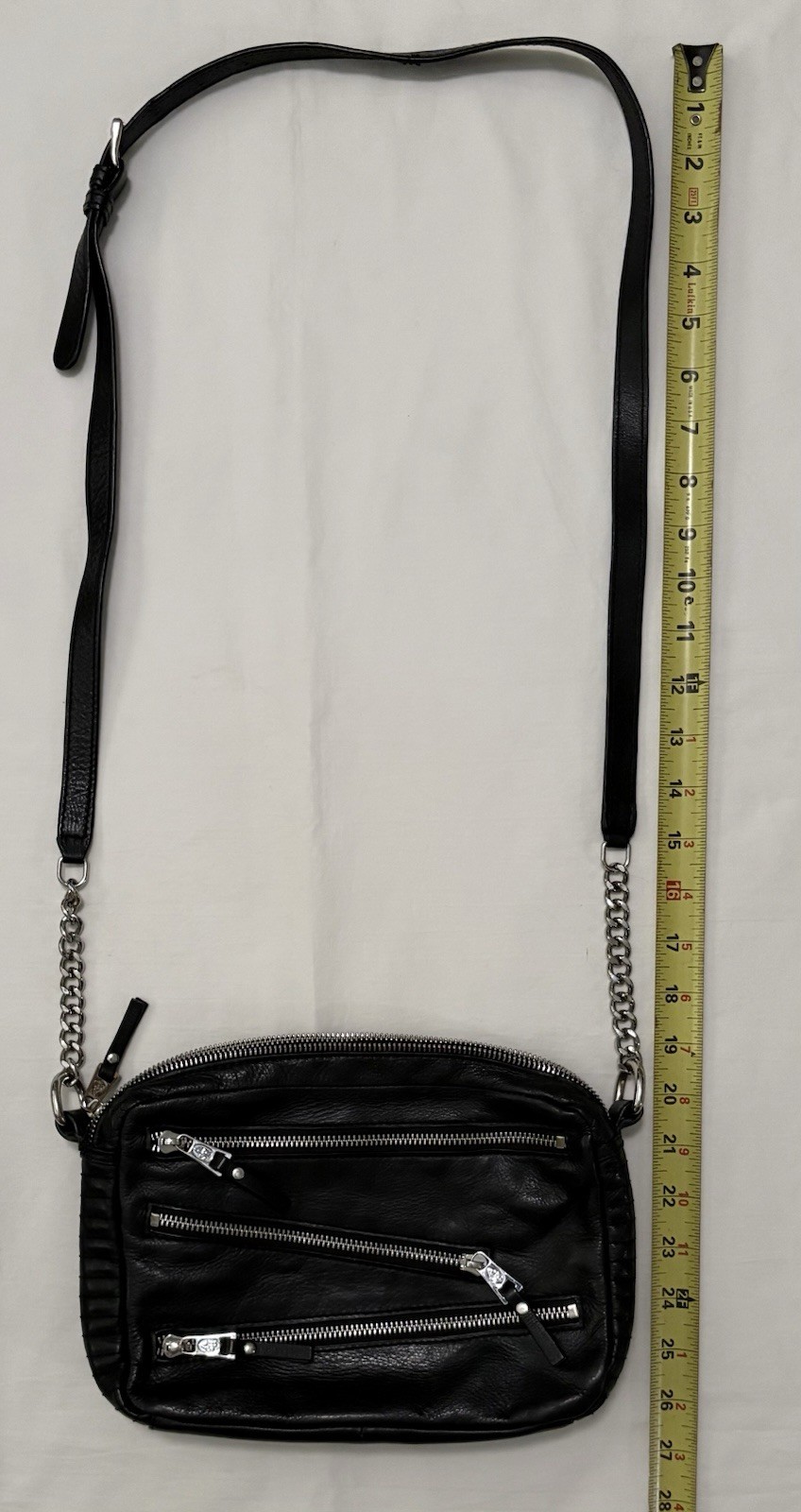 ASH Leather Crossbody Sling Bag Black Soft 10x7x3