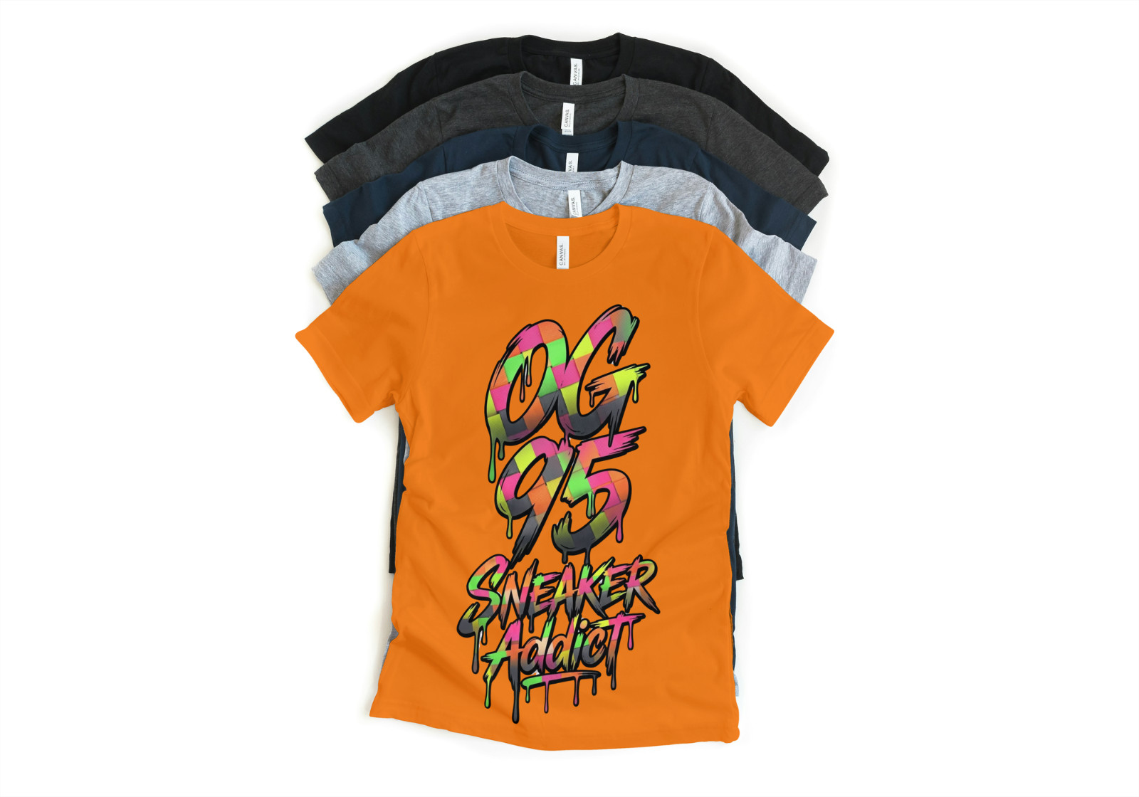 OG Retro Max 95 Sneaker Addict Woven Multi-Colored Tee Sneaker Matching T-Shirt