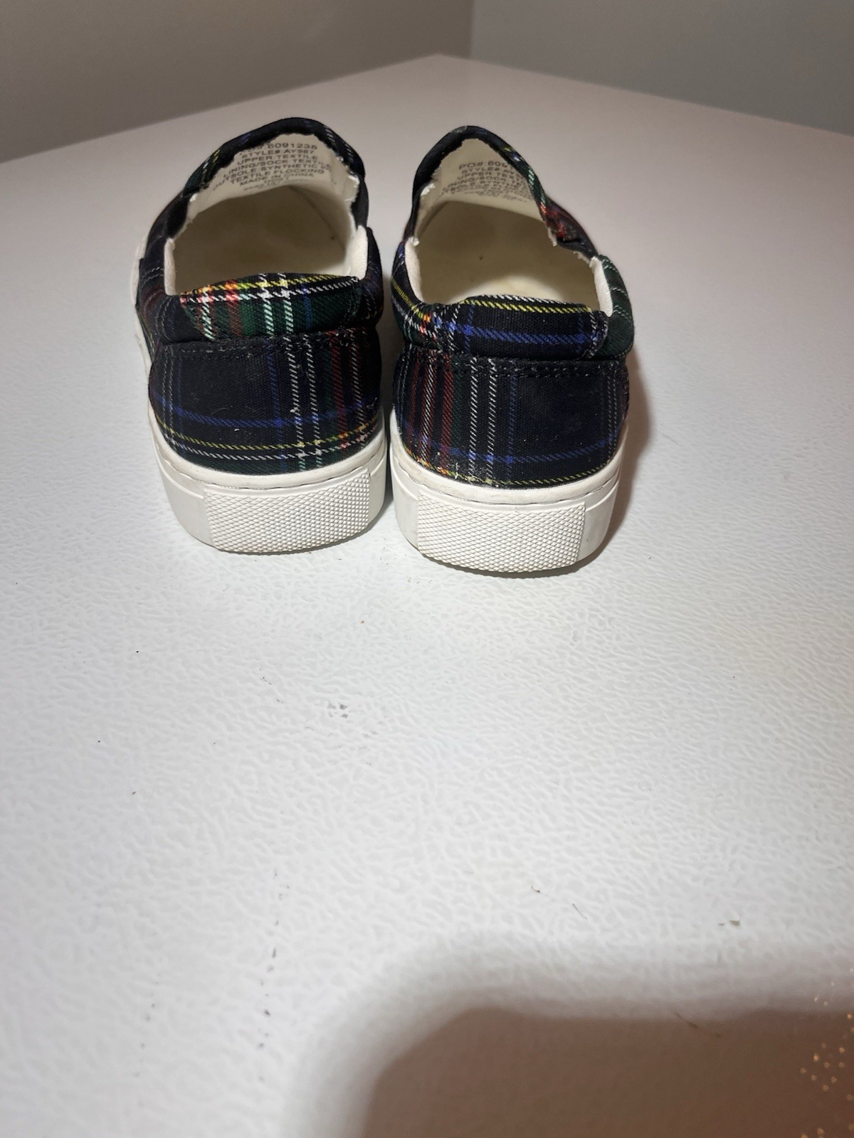 J.CREW Men’s Multicolor Plaid Canvas Slip-On Sneakers Rubber Sole US 7.5 M