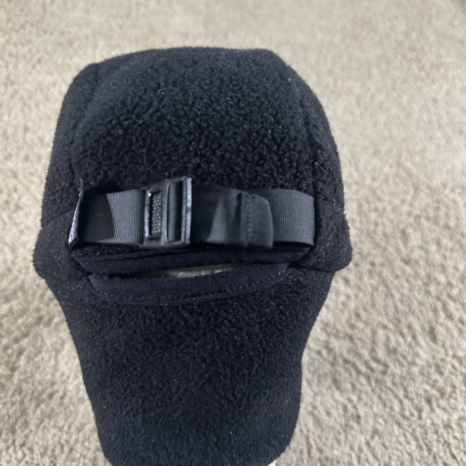Patagonia Trapper Hat Cap Strap Back Mens M Black Fleece Ear Flap Warm Outdoor