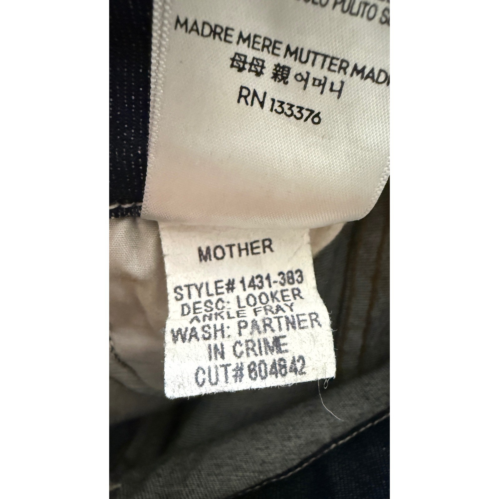 Mother Looker Ankle Fray Jeans Partner in Crime Distressed Skinny Size 26 kk17