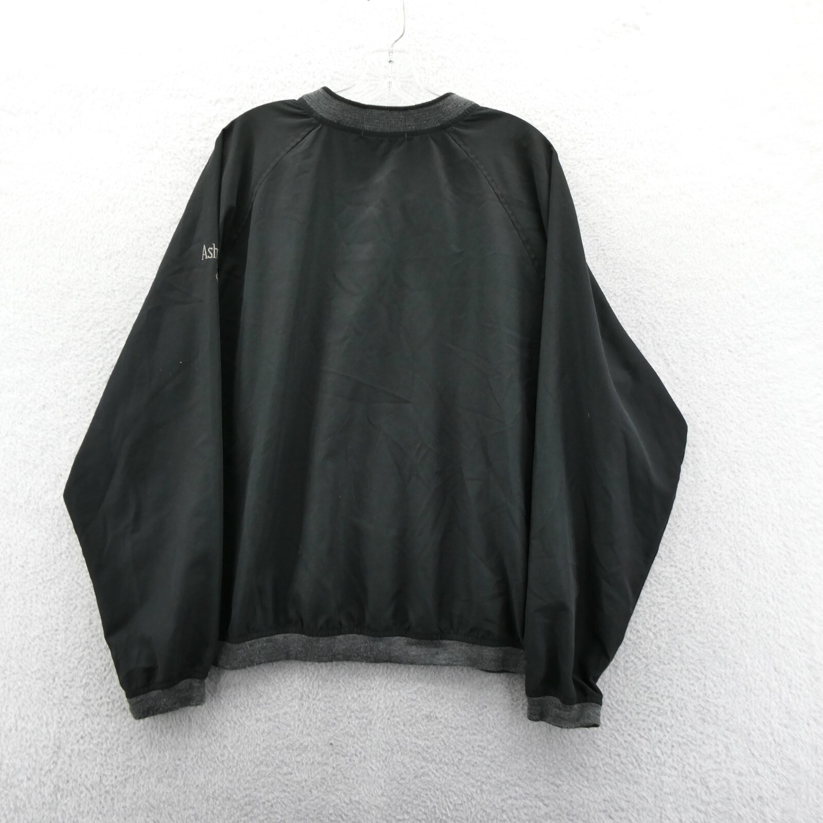 Ashworth Windbreaker Medium Mens Black V-Neck Greystone Golf Course USA Vintage